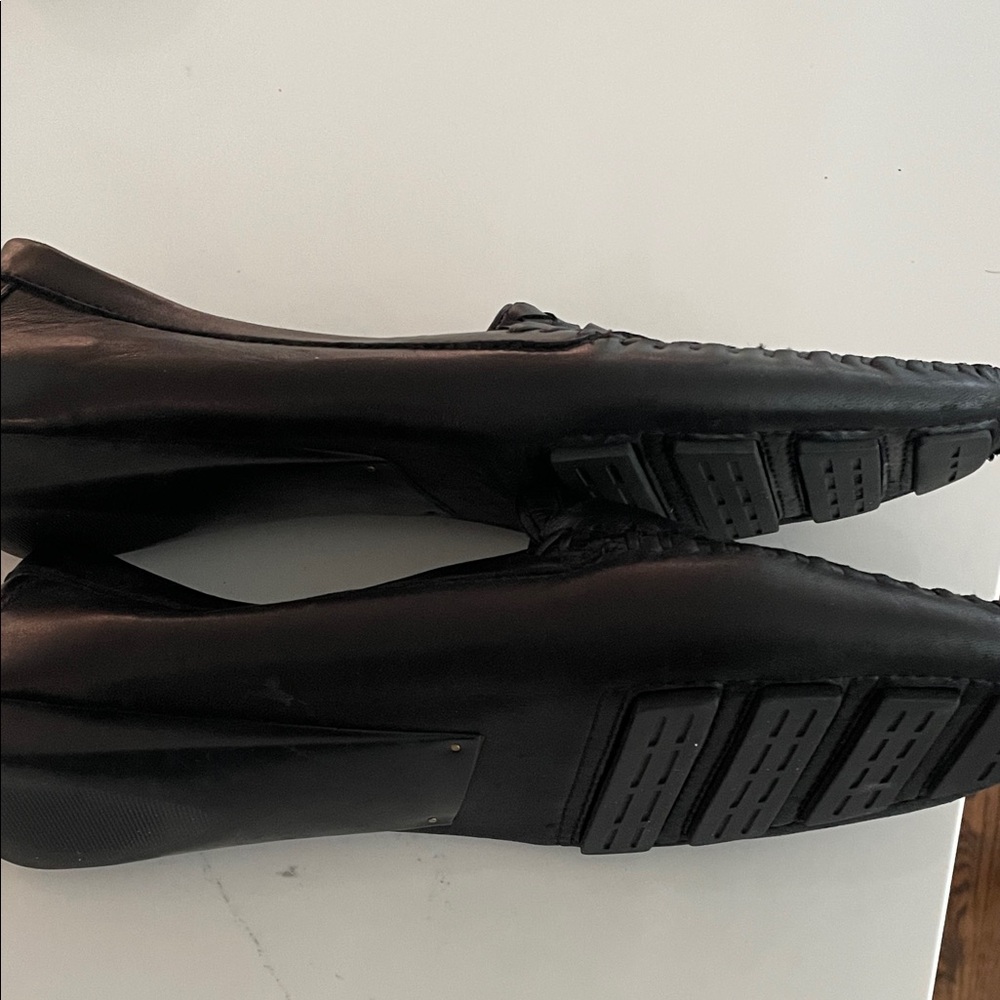Robert Zur Woven Black Leather Slip-Ons - Picture 5 of 5